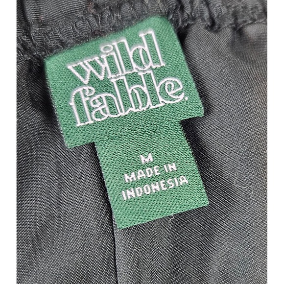 Wild Fable Black Ruffle Strap Plunge Neck Bubble Hem‎ Mini Dress M Fairy Boho - Picture 6 of 7